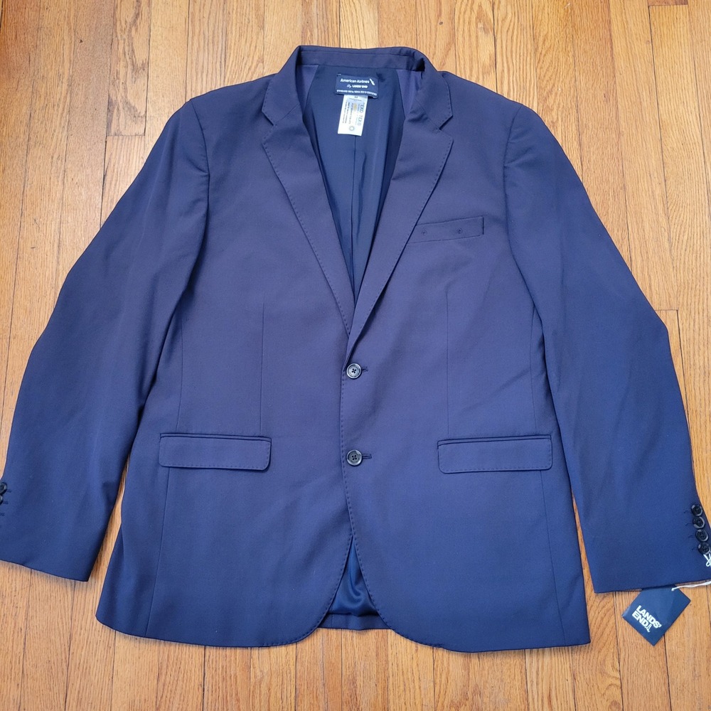Lands End American Airlines Navy Blue Blazer Suit Jacket 44‎ Traditional Fit